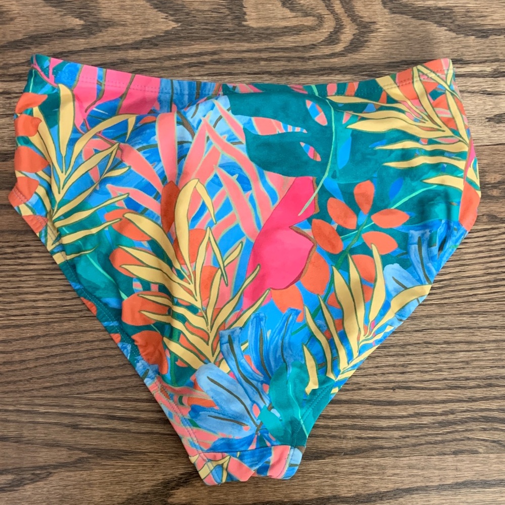 Kona Sol Blue Tropical Floral Print Tie Front Bikini Set - Picture 10 of 10